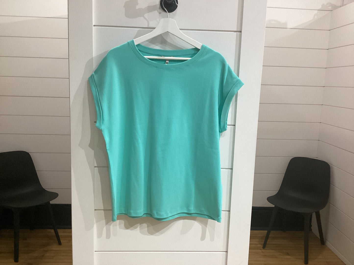 Aqua Rolled Cuff Tee