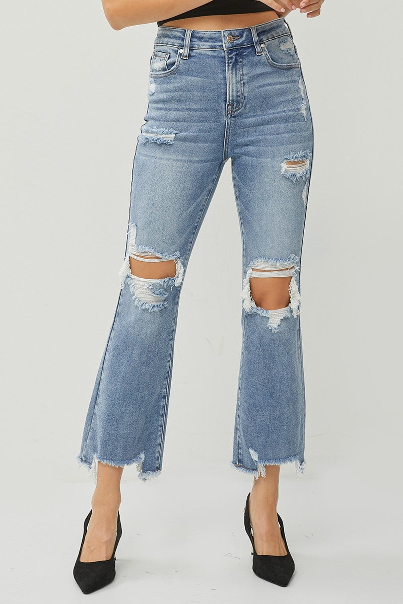 Risen High Rise Distressed Straight Jeans – Homethreads Boutique