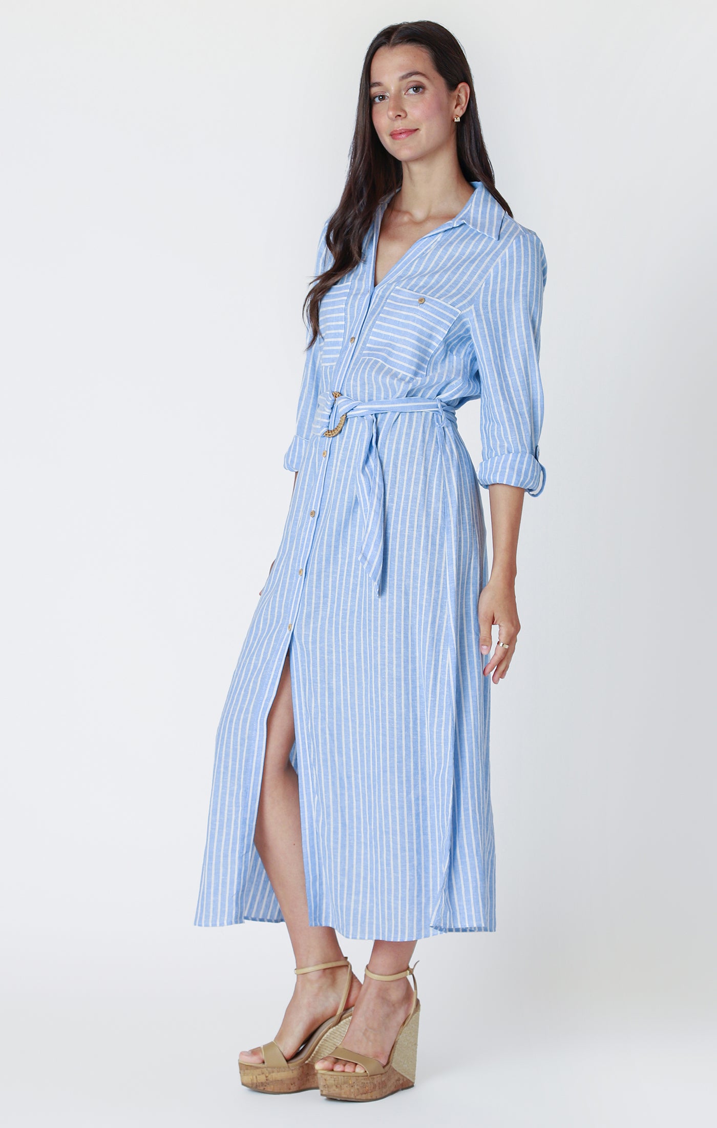 BELTED MAXI SHIRTDRESS