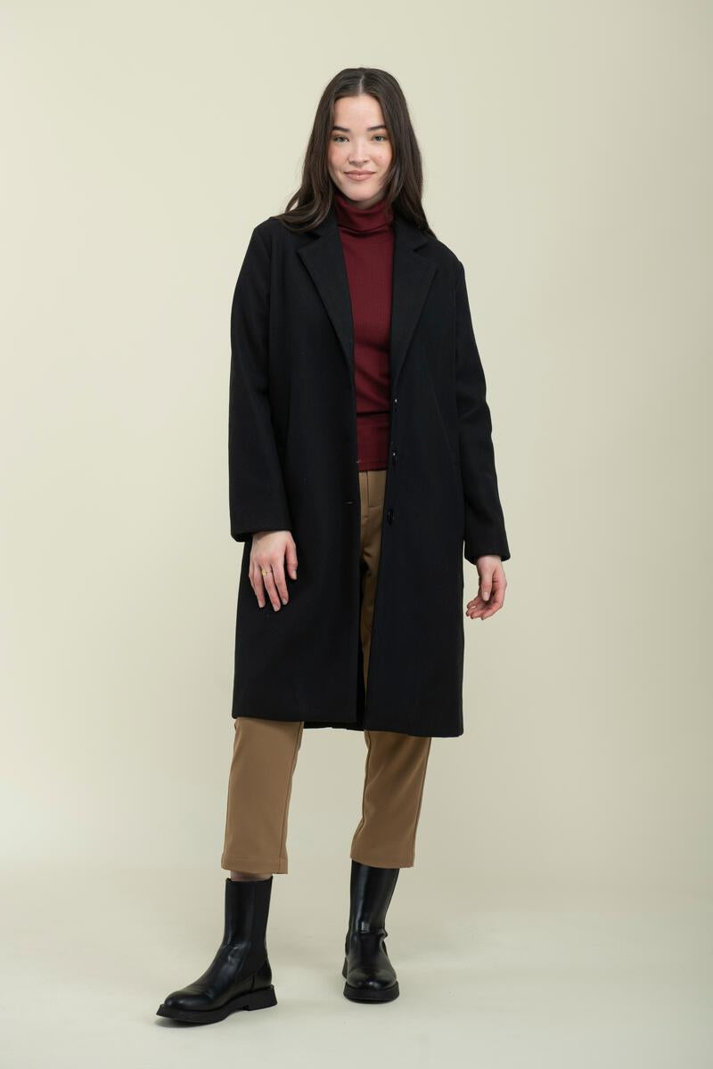 Avery-Oversized Long Coat - Black