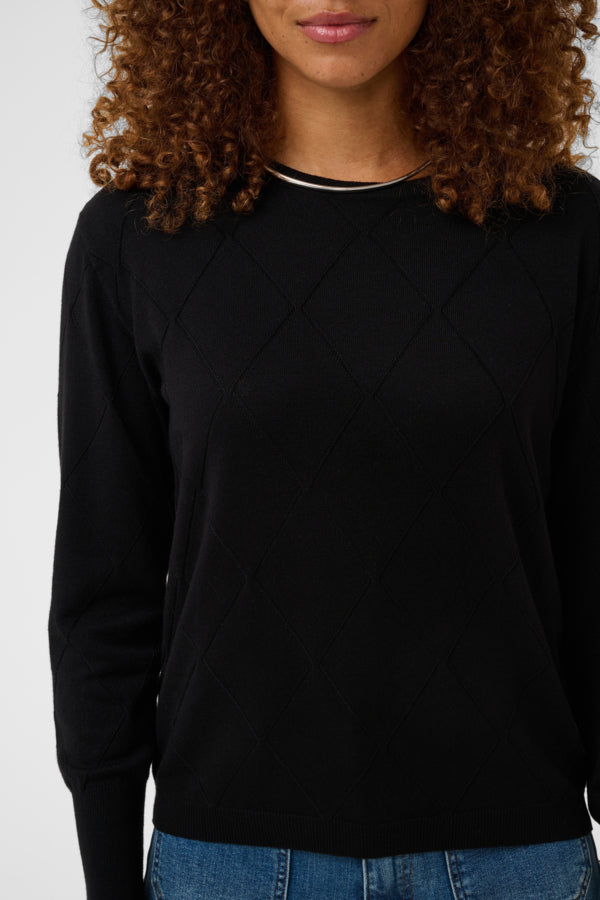 Lizza Argyle Pullover - Black