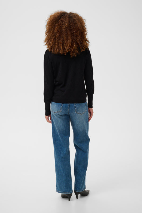 Lizza Argyle Pullover - Black