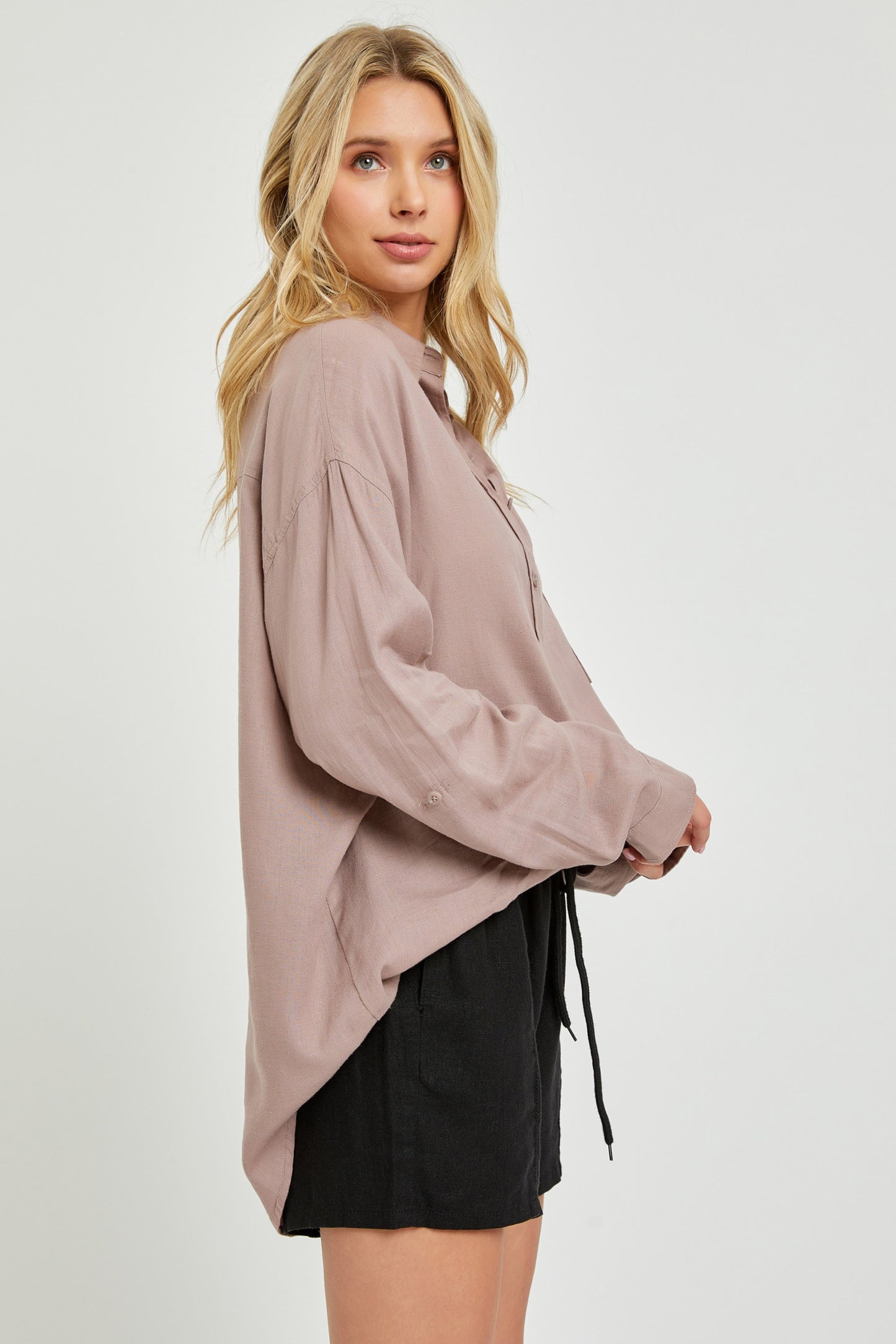 Oversized Linen Shirt -Rose
