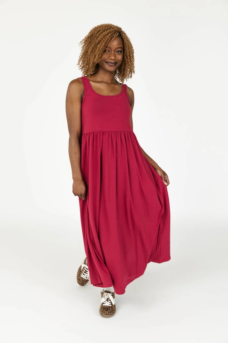 Camille Midi Dress in Berry