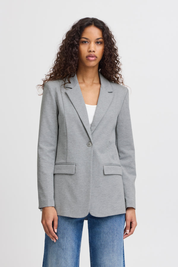 Kate Long Blazer - Grey Melange