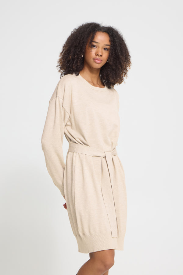 Luls Belted Cream Dress