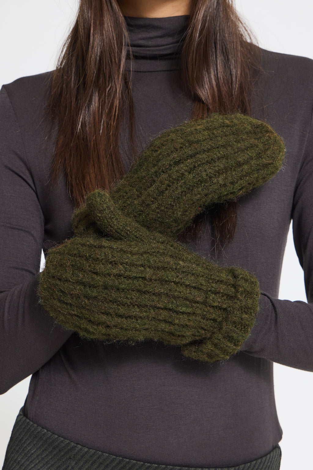 Alovisa Mitten- Olive & Red
