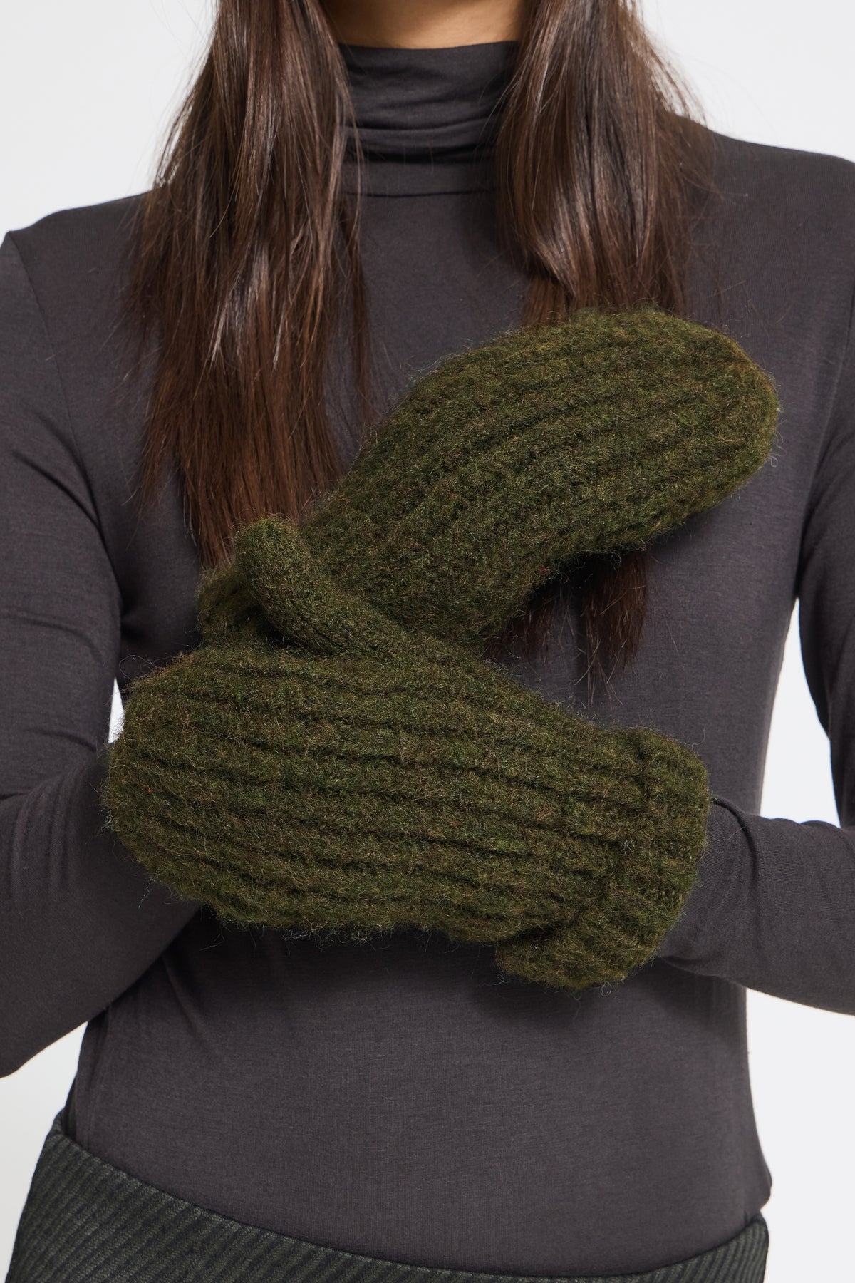 Alovisa Mitten- Olive & Red