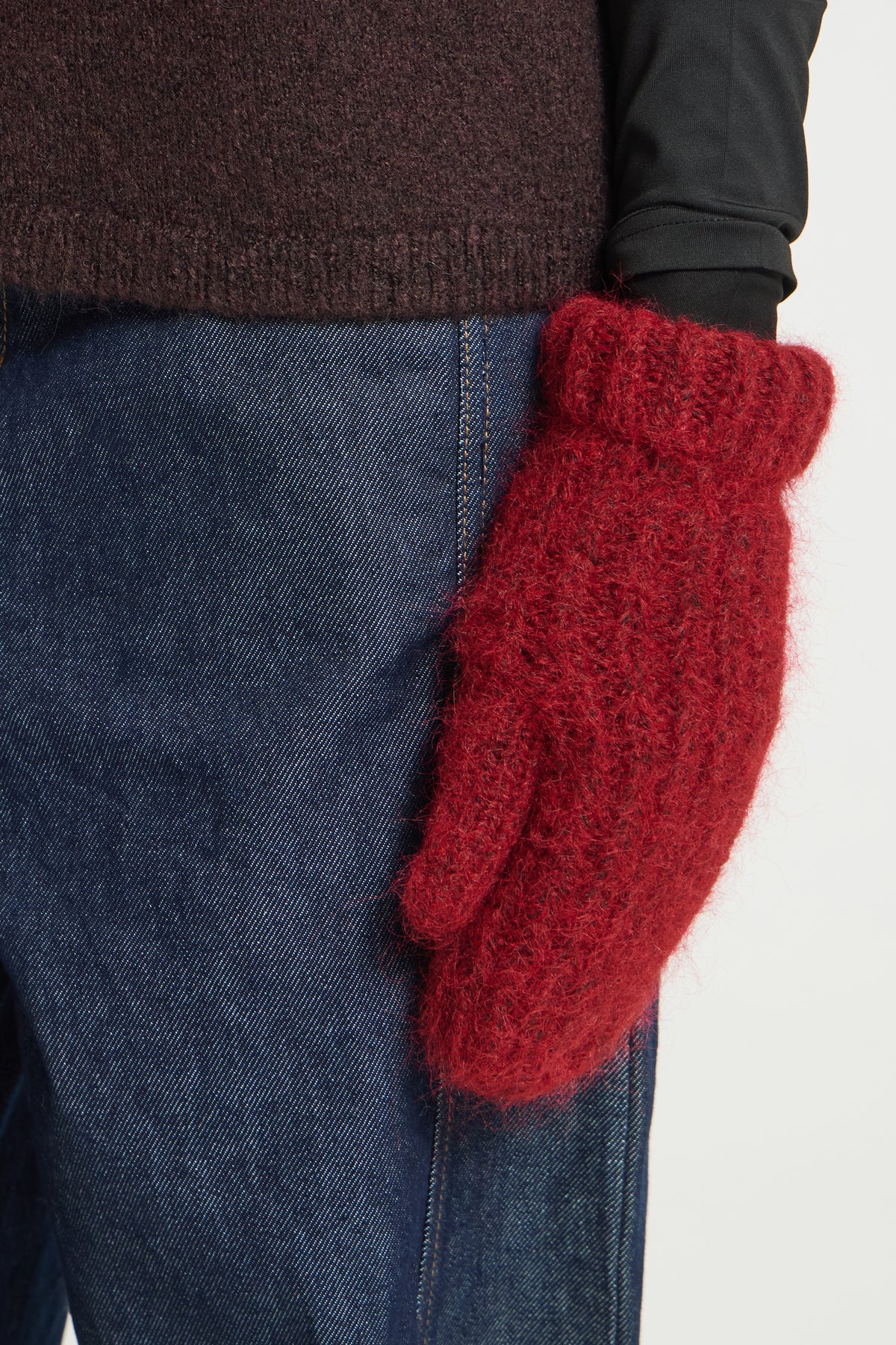 Alovisa Mitten- Olive & Red