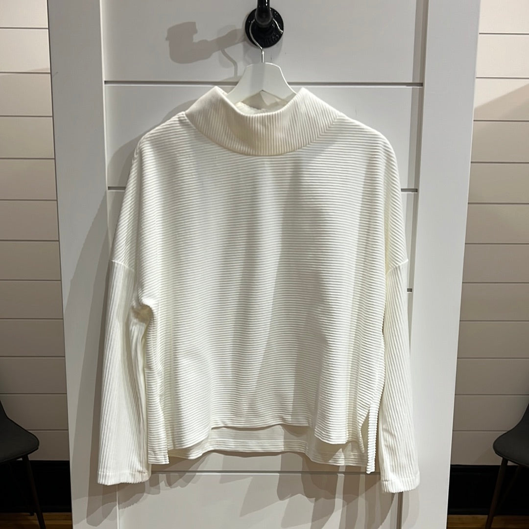 Ribbed Mock Neck Sweater - White