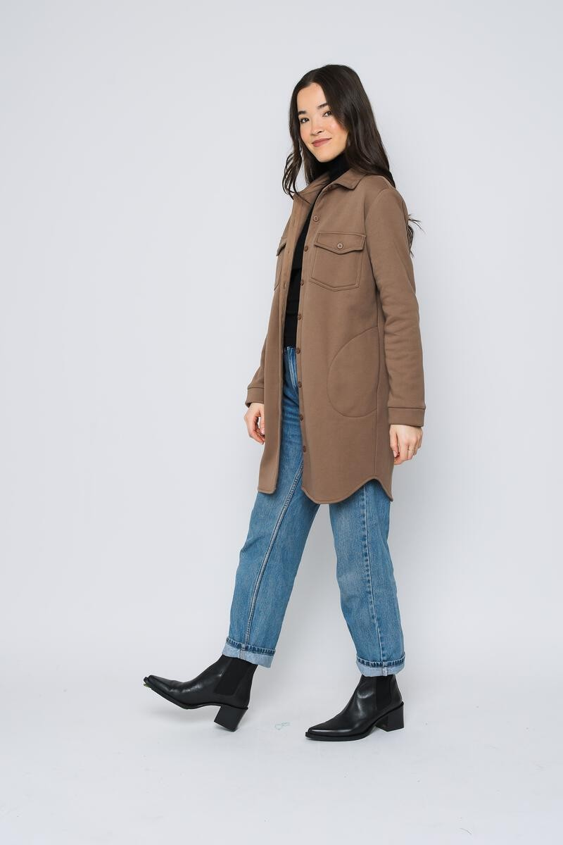 Jackie-Sherpa Button-Up -Latte