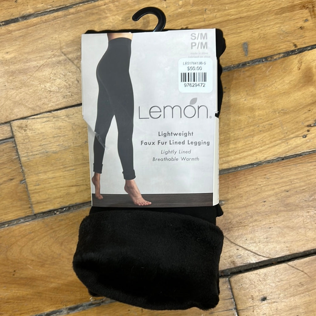 Faux Fur Lined Legging - Black