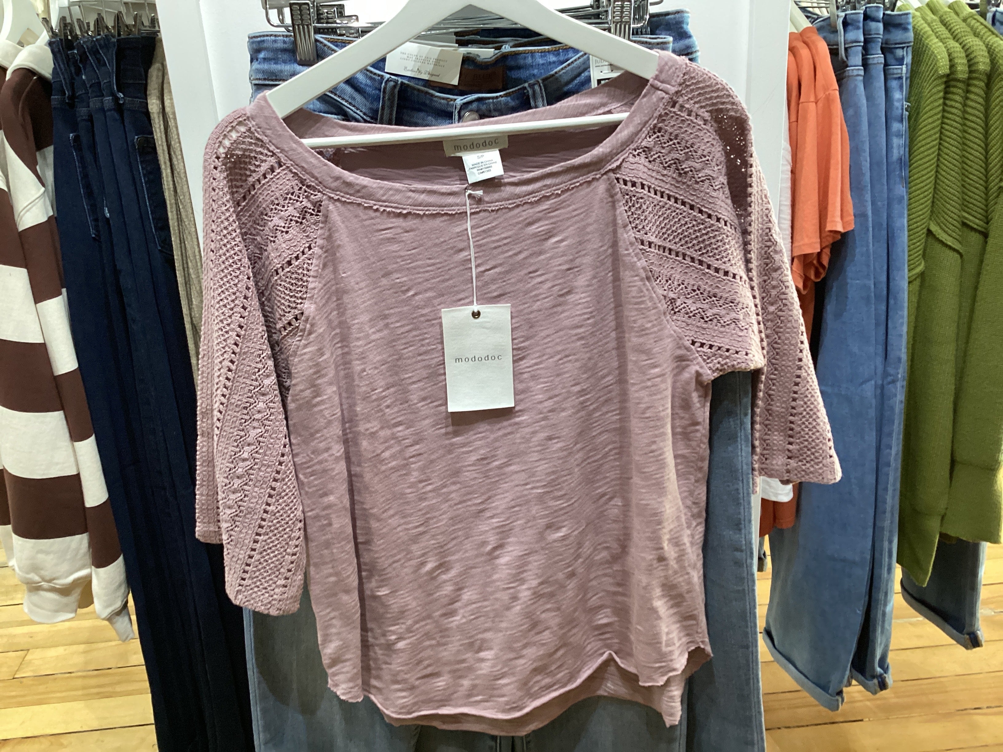 3/4 lace Boatneck Tee