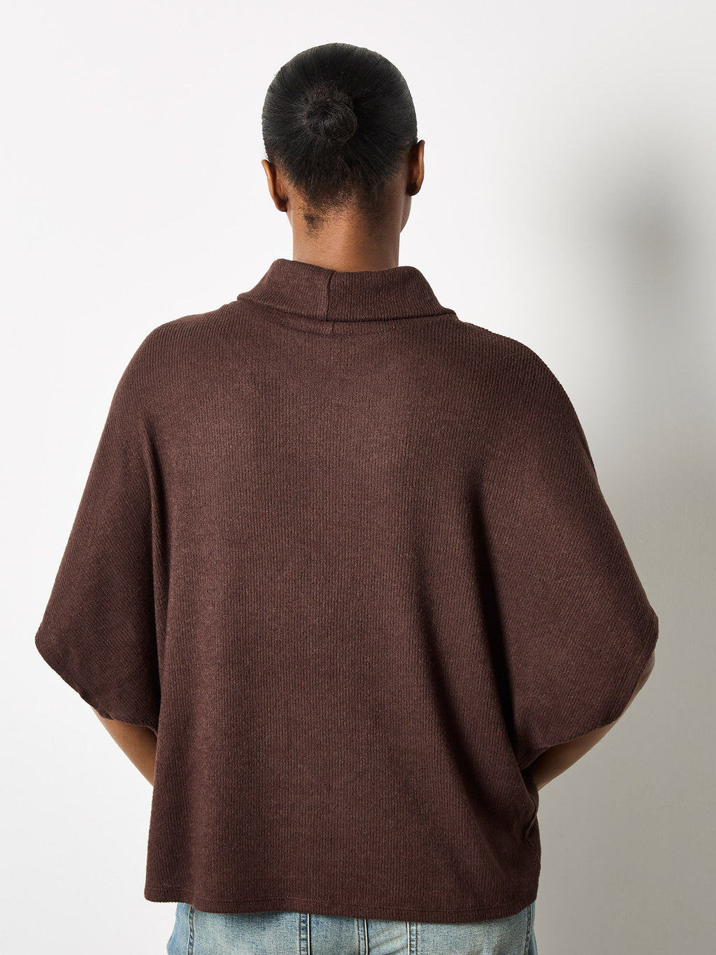 Roll Neck Soft Rib Cape Shirt