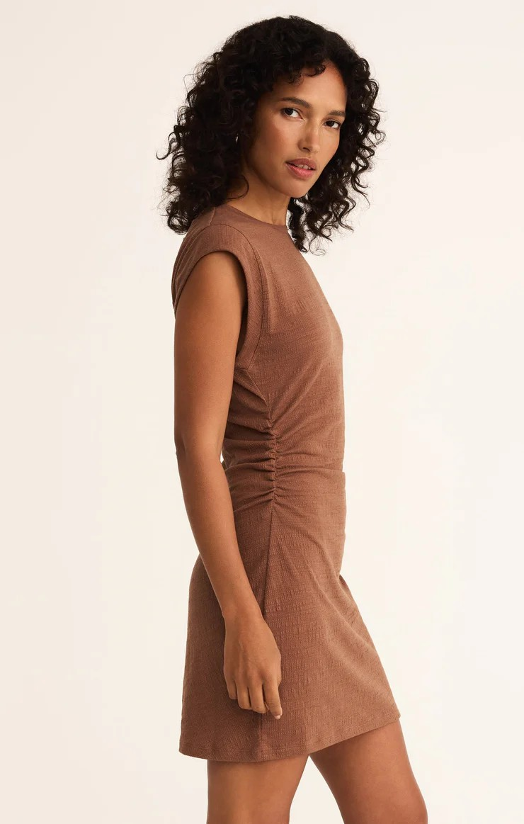 Camino Textured Dress - Teakwood
