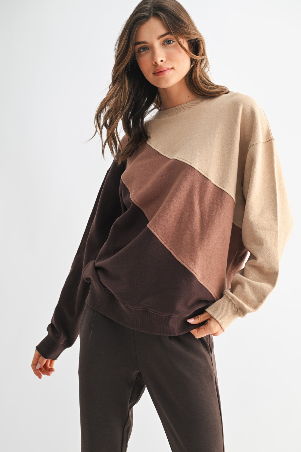 Barred Sweater - Brown/taupe