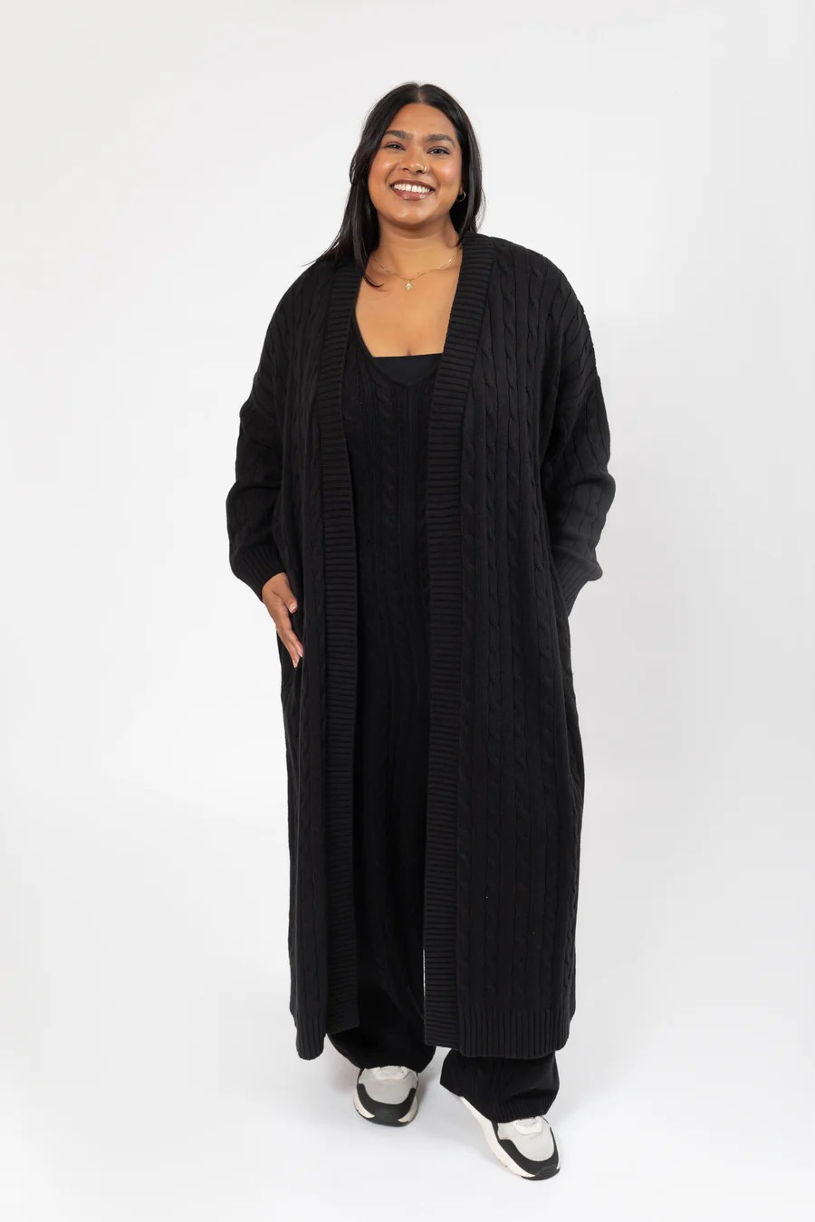 Cecilia Cable Knit Long Cardigan