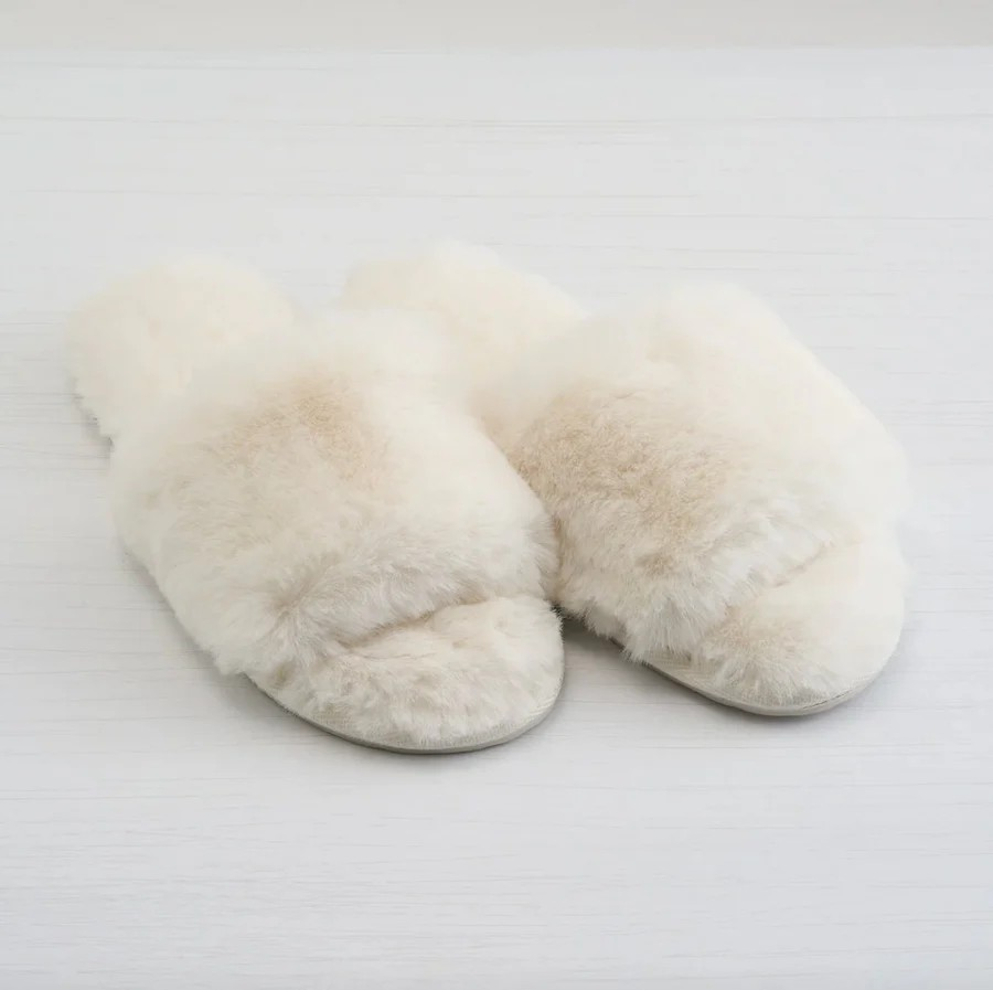 Lemon WATERFRONT SOLID FAUX FUR SLIDE