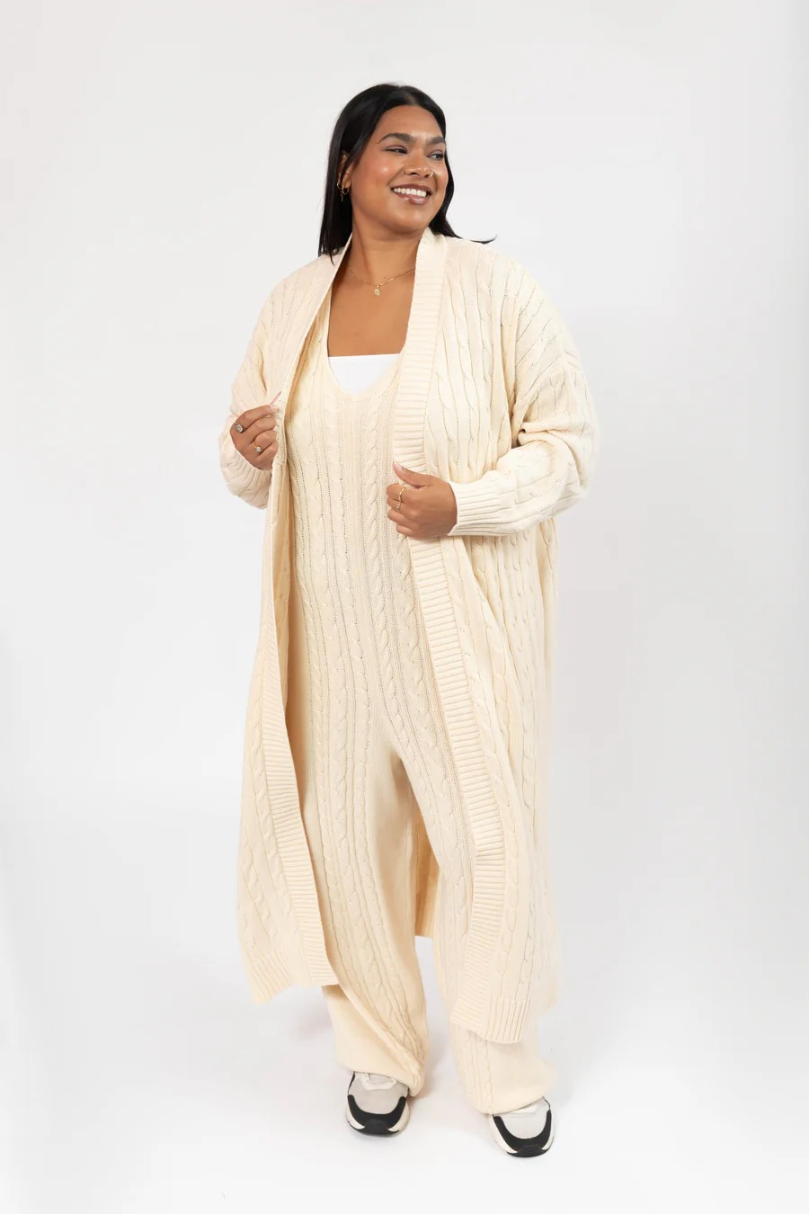 Cecilia Cable Knit Long Cardigan