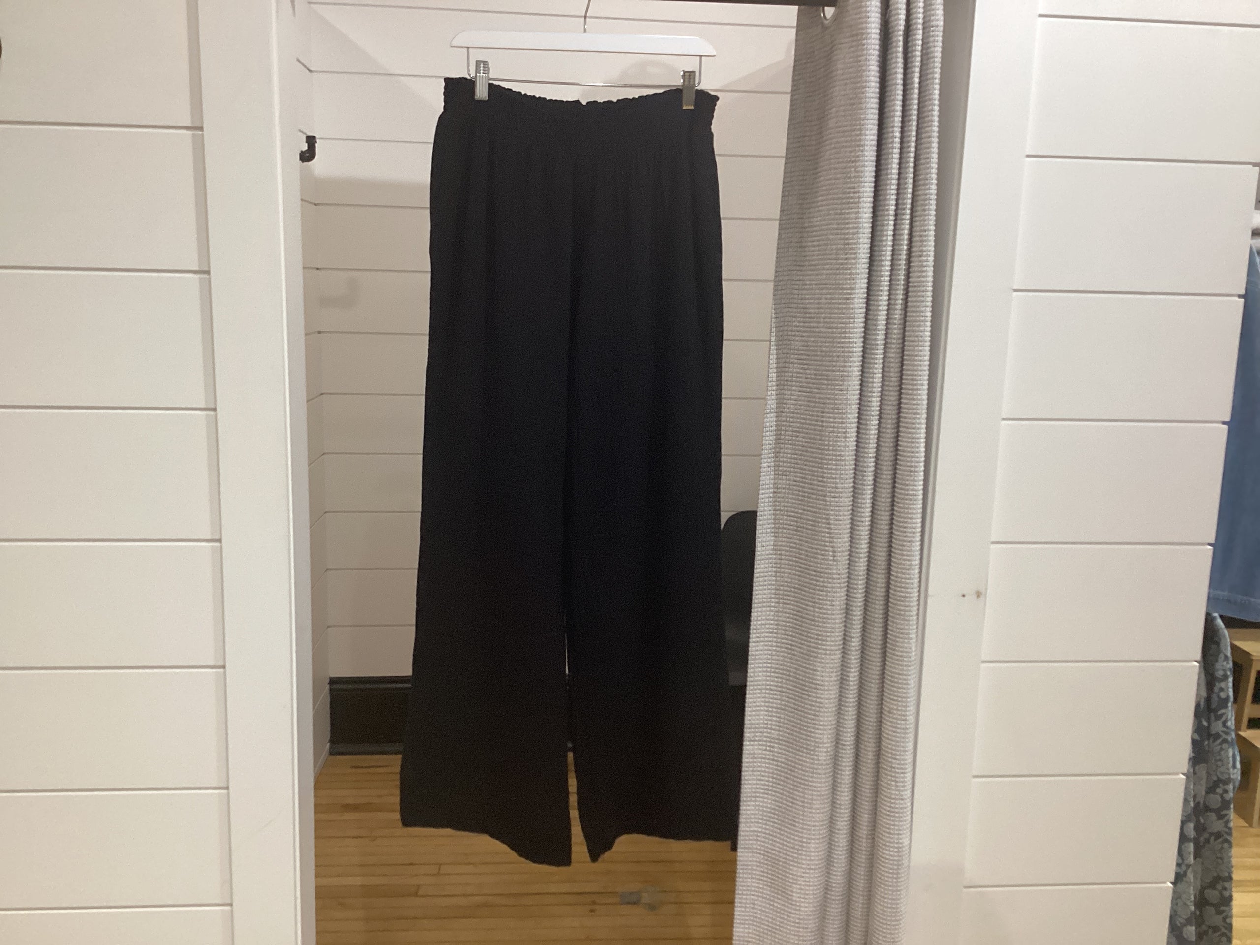 Smocked Waist Wide Leg Pant - Black