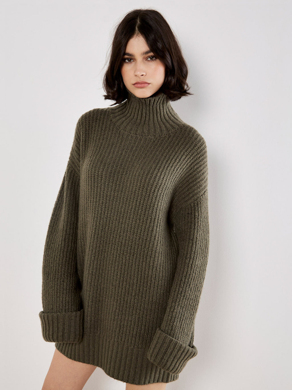Mock Neck Long Sweater Dress