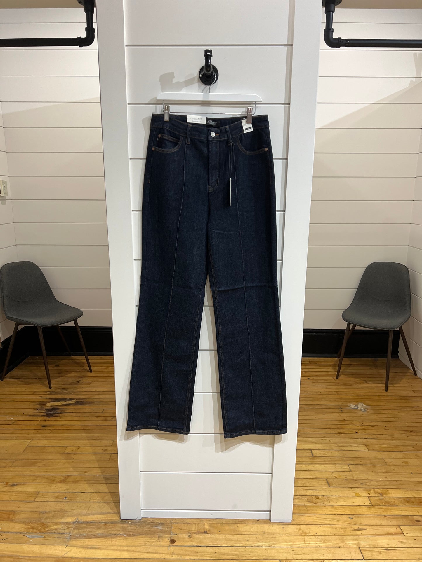 Judy Blue High Waist Front Seam & Dart Detail Wide Leg Jeans