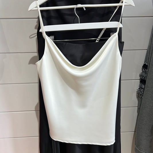 ‘CARRIE’ SATIN CAMI TOP W/ COWL NECK