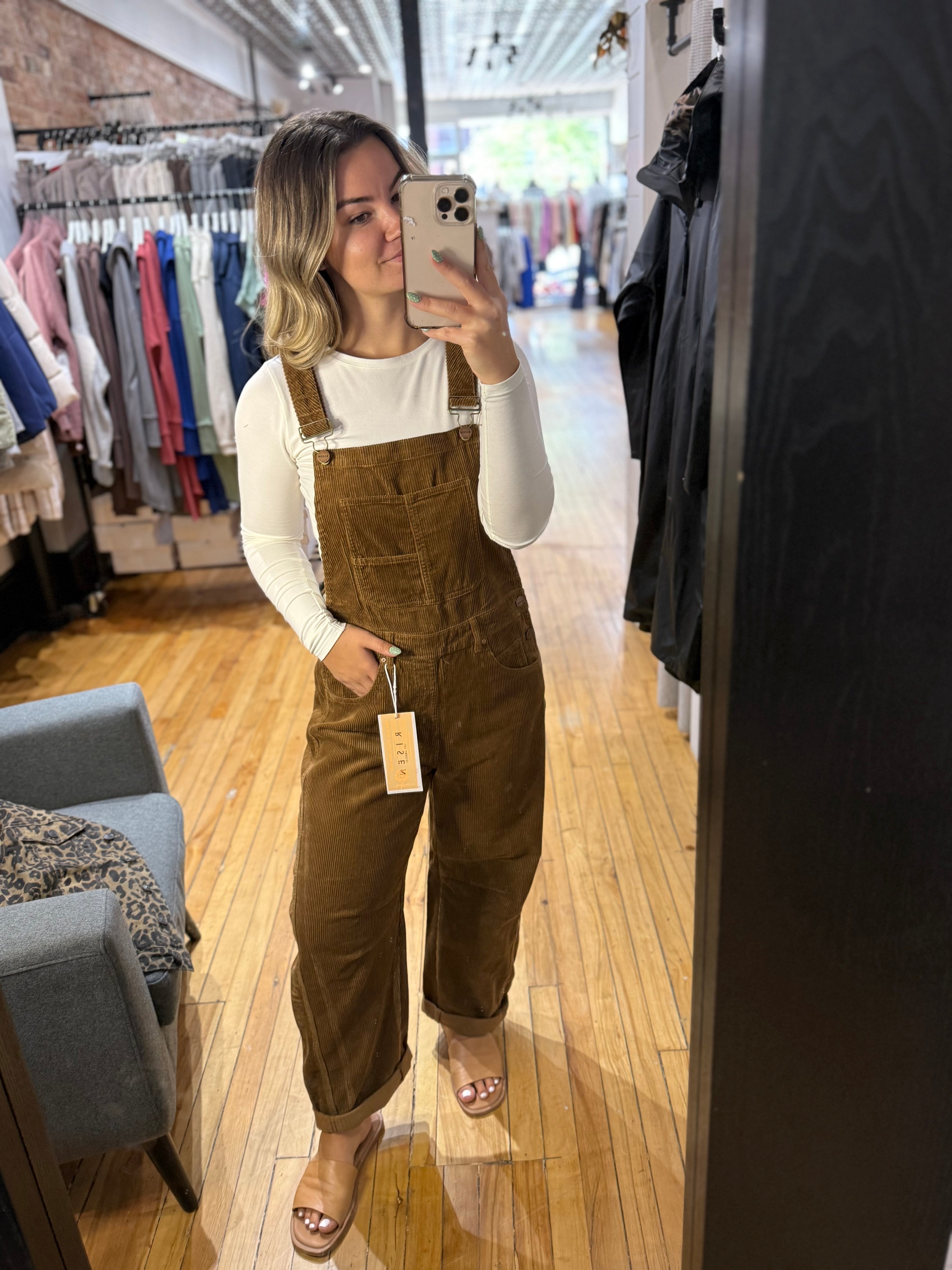 Risen TeddyBear Cord Barrel Overalls