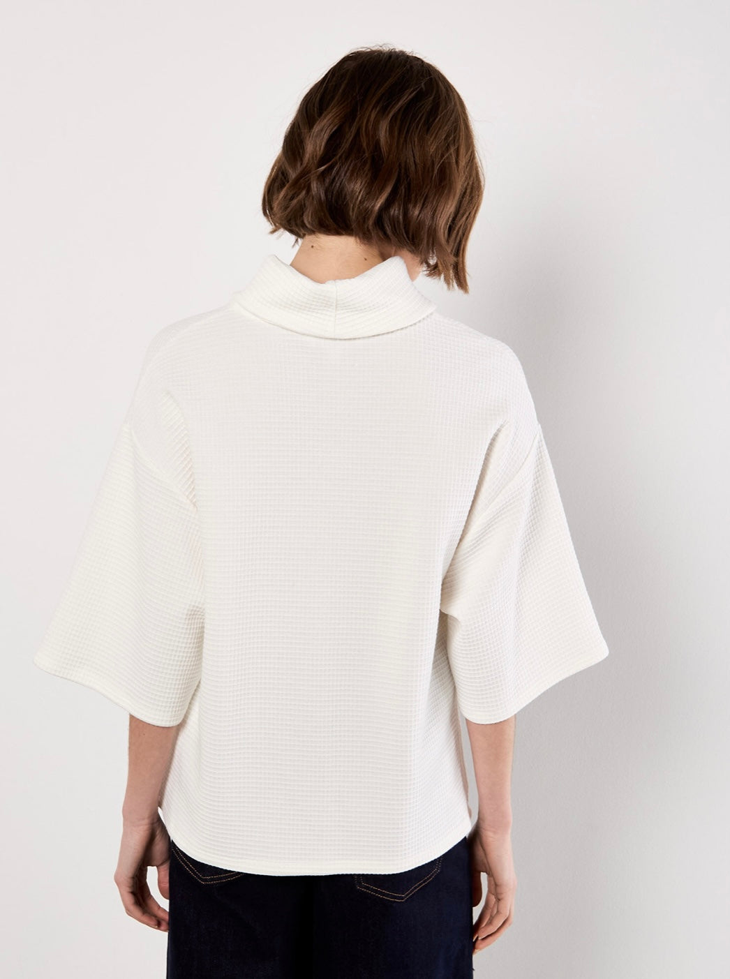 Cotton Waffle Cowl Neck Tee