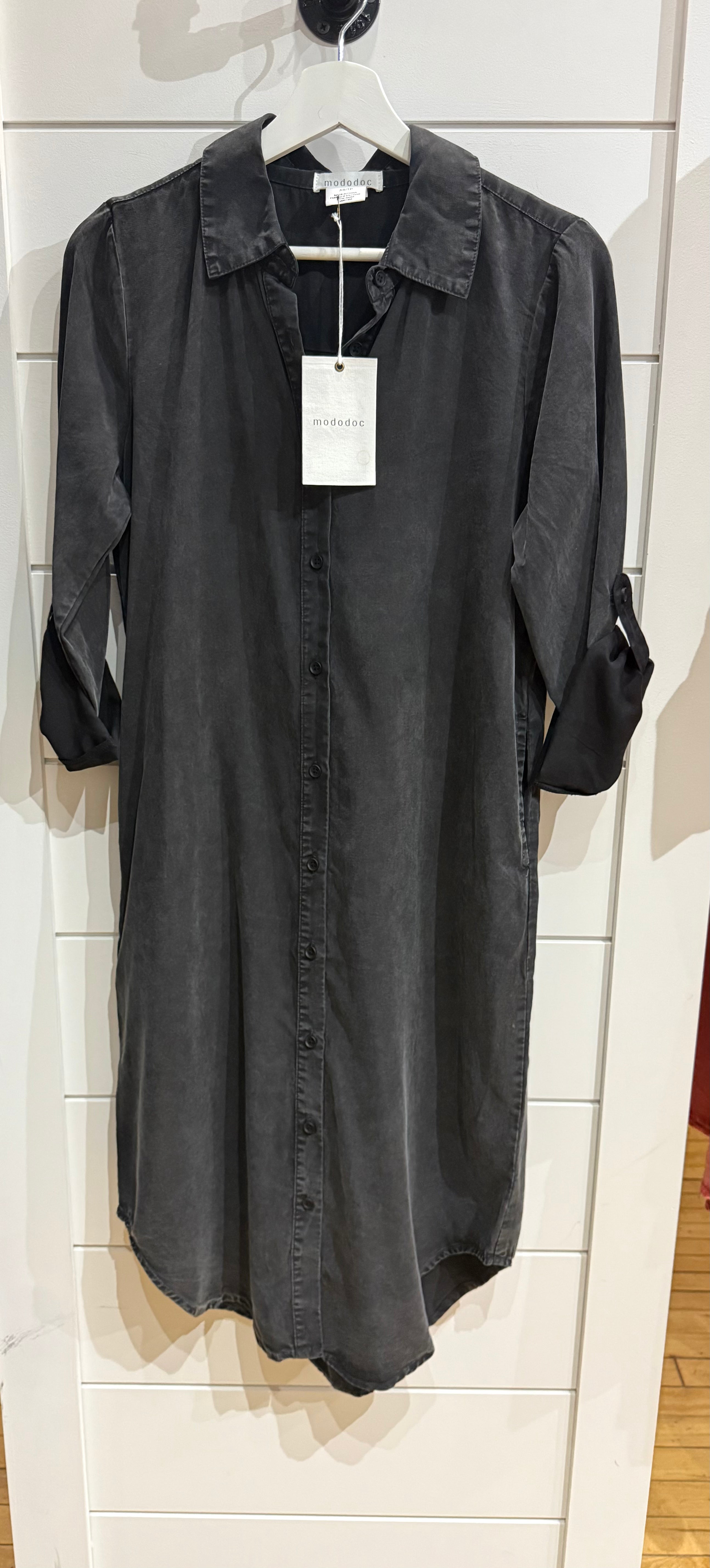 Roll UP long Sleeve Dress - Black