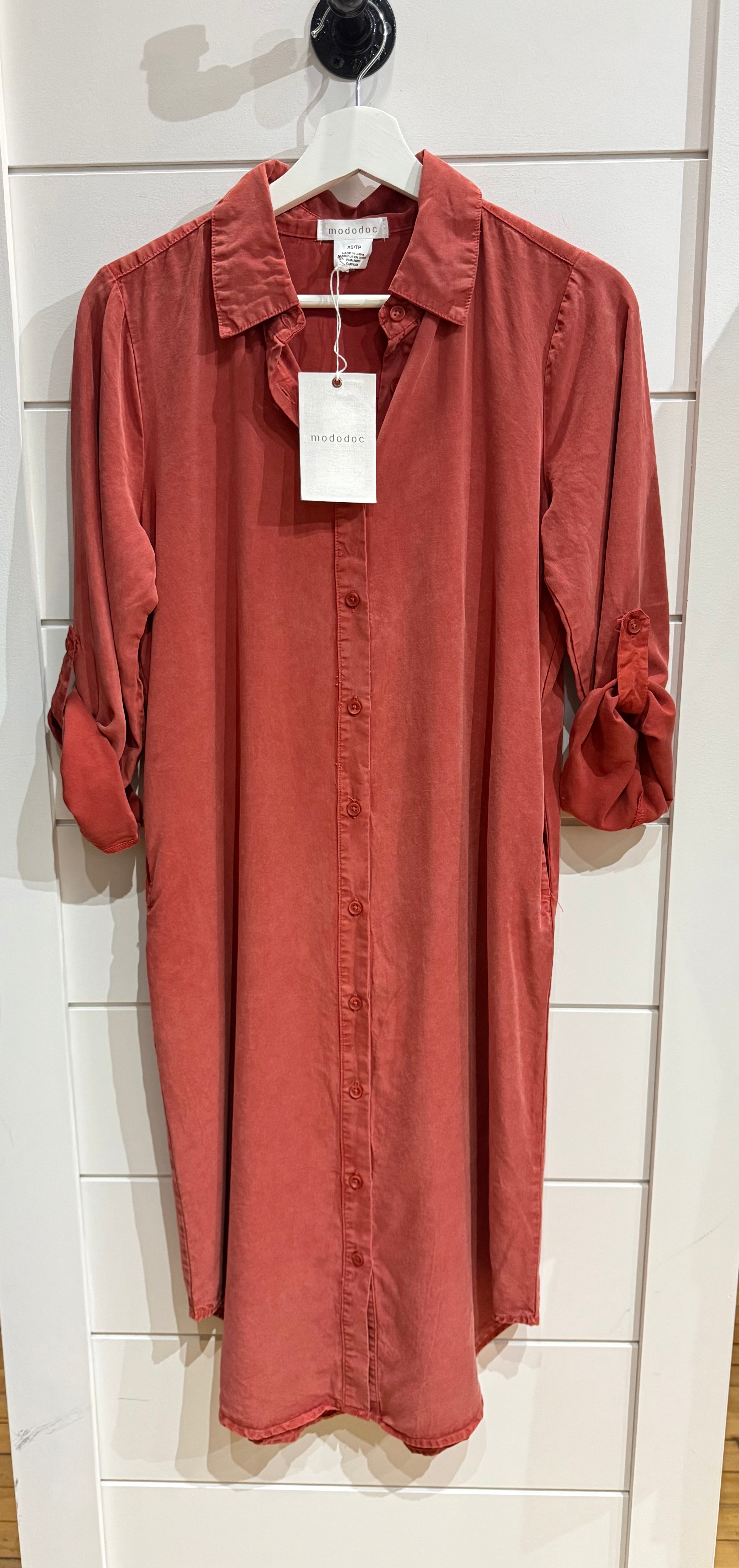 Roll UP long Sleeve Dress - Spiced Cider
