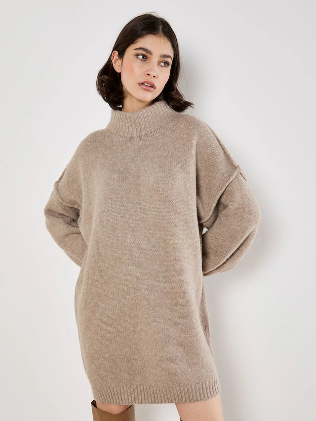 Oversized Mock Neck Fuzzy Dress