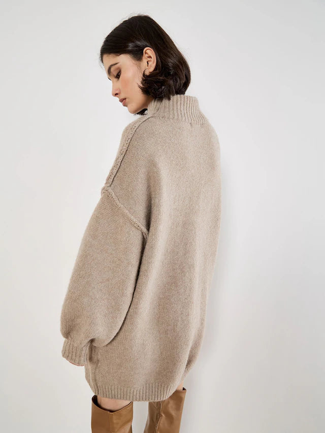 Oversized Mock Neck Fuzzy Dress