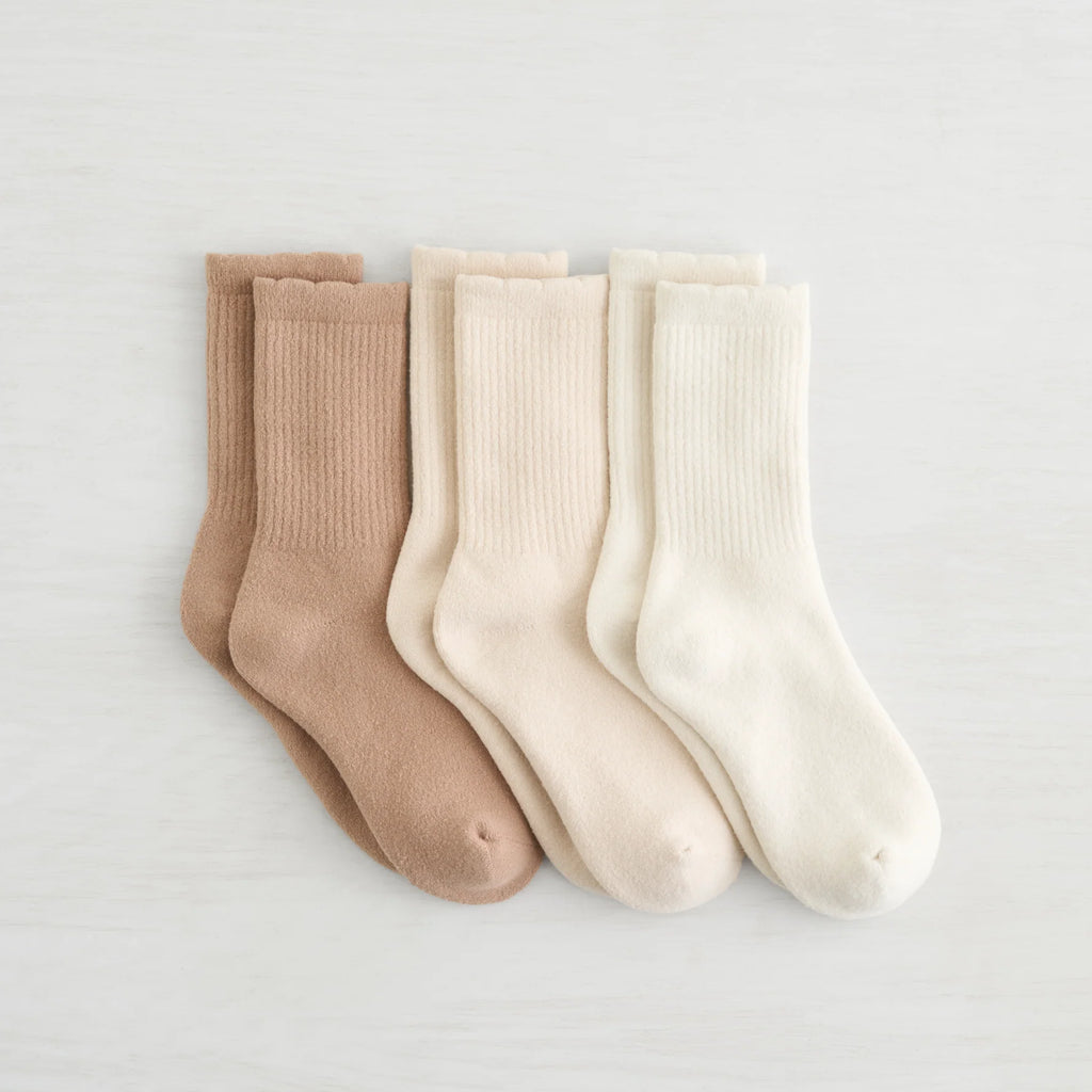 Lemon Terry Crew Socks - 3 Pack