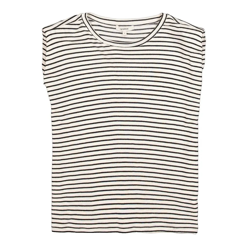Sheila Sleeveless Striped Tee - Black