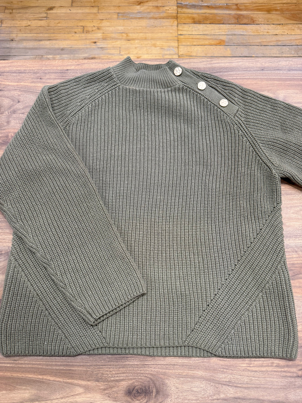 Button Shoulder Knit Sweater