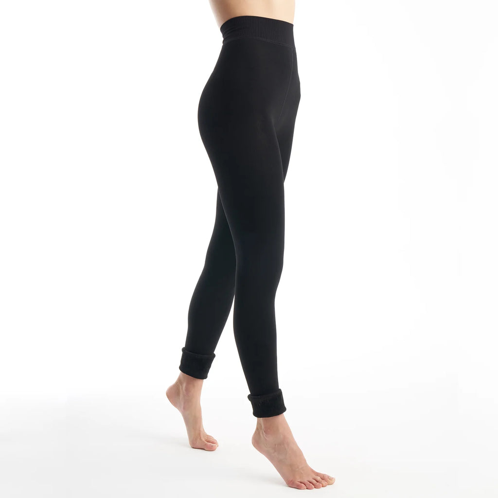 Faux Fur Lined Legging - Black