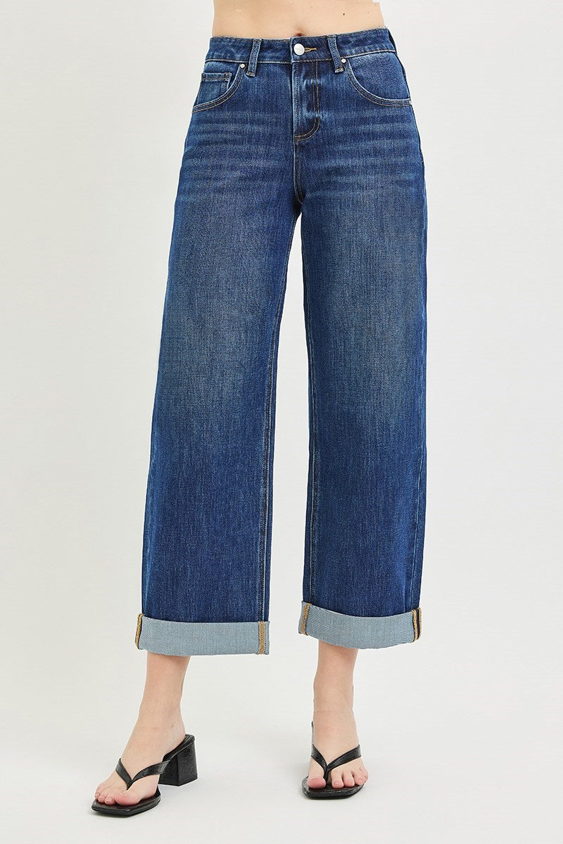 Slouchy Crop Barrel Cuffed Jean