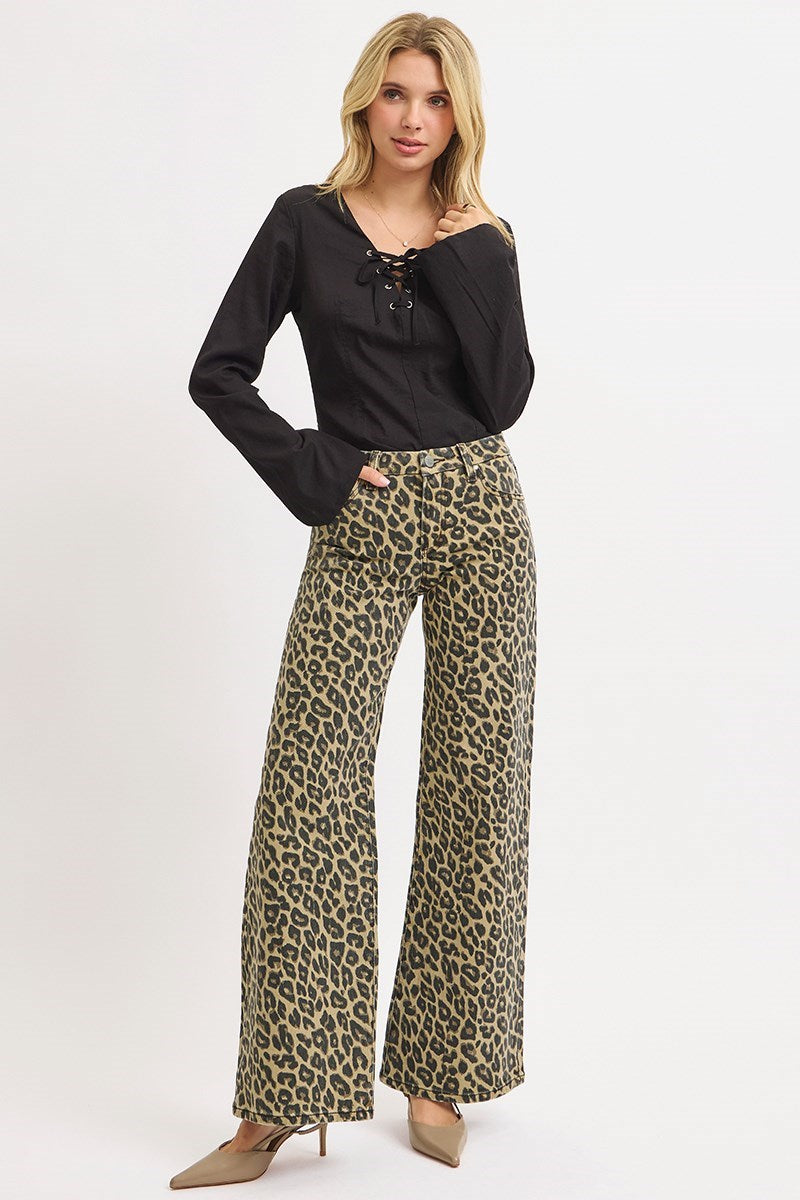 Risen Leopard Medium Rise Straight leg