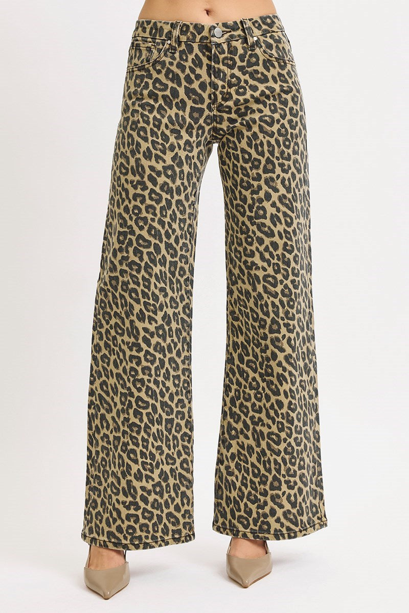 Risen Leopard Medium Rise Straight leg