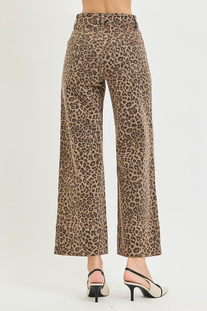 Risen High-Rise Leopard Ankle Wide Jean