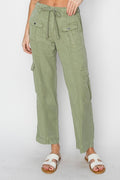 High Rise Tencel Cargo Pant - Sage