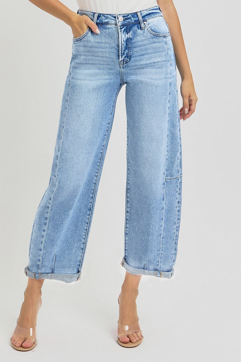 HighRise Barrel Cuffed Jeans