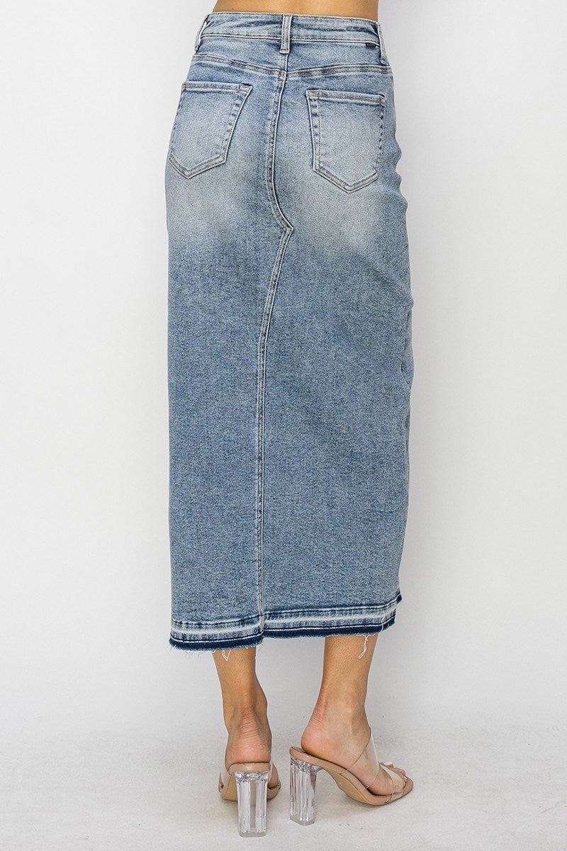 Front Opening Maxi Jean Skirt