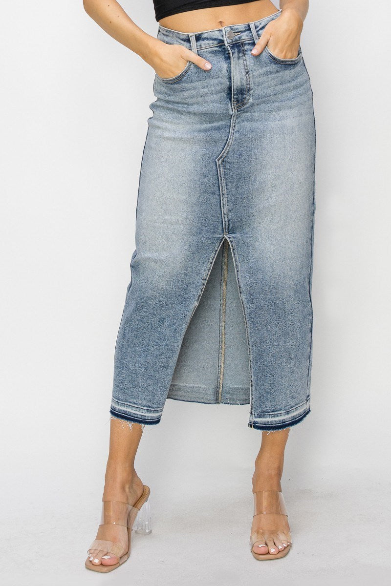 Front Opening Maxi Jean Skirt