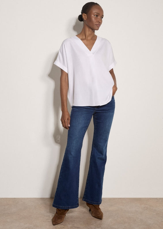 Luxe Pleat Front V-Neck Top