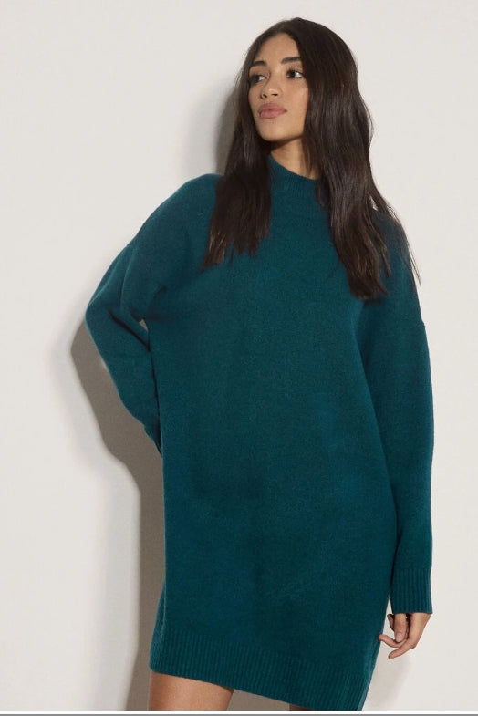 Navy Mock Neck Sweater Dress