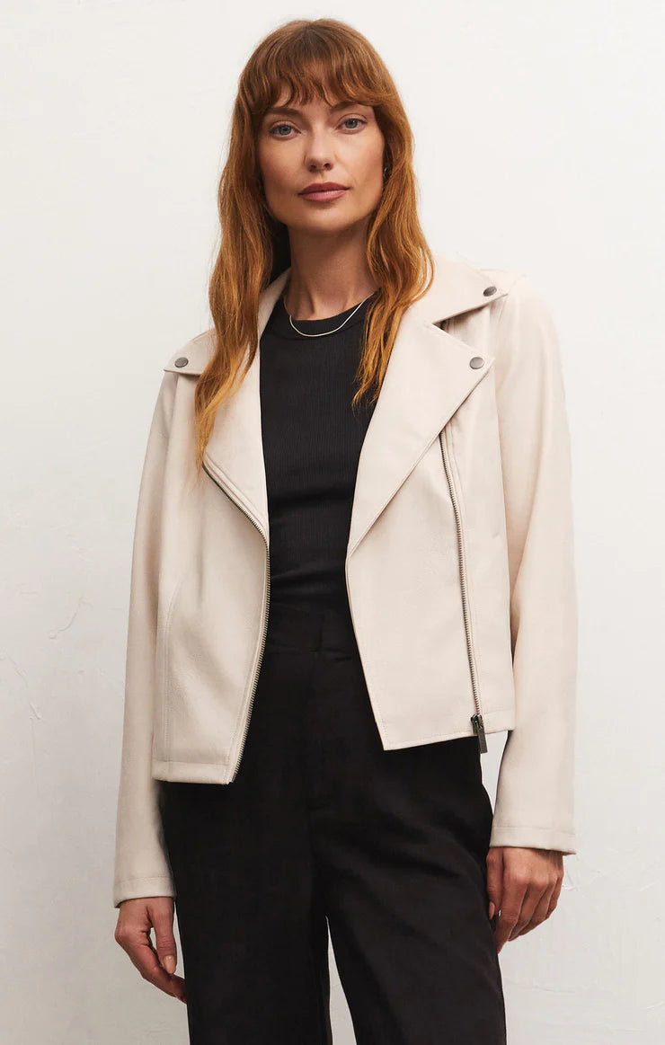Trina Faux Leather Motto Jacket