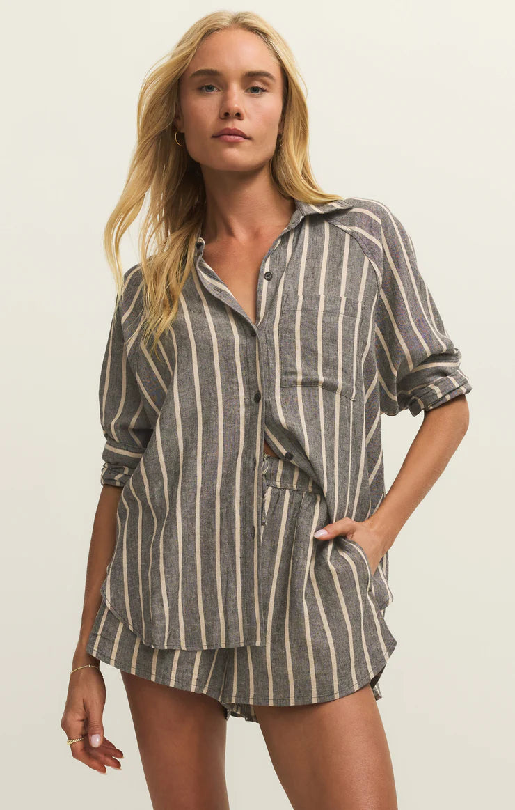 The perfect linen top - black