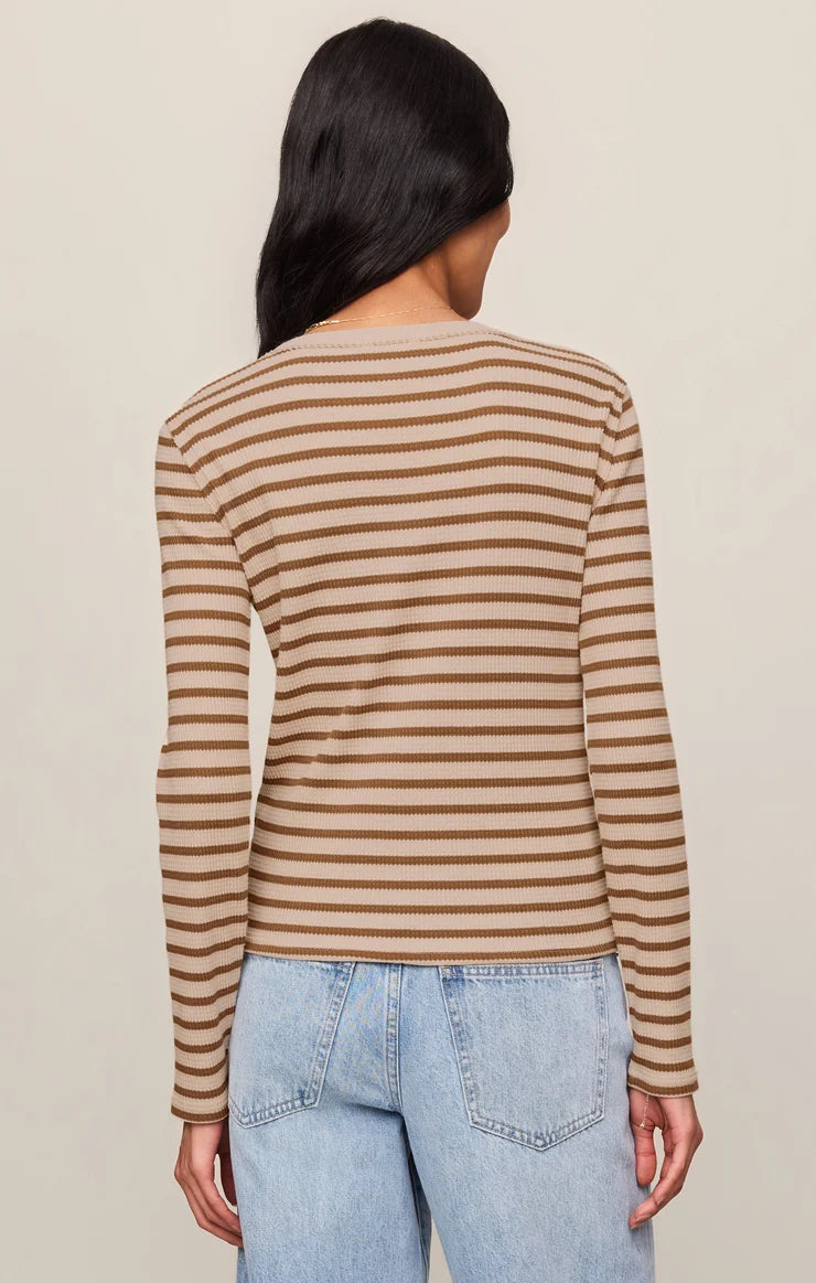 Arlet Mini Thermal Long Sleeve Striped - Saddle Suede & Eclipse